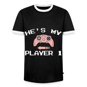 partner - Men's Ringer Shirt - black/white - Front - AI Model Female 172 light (172cm) & AI Model Male 178 light (178cm)