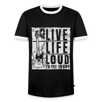 Lebe Leben Laut - Männer Kontrast-T-Shirt - Schwarz/Weiß - Vorne - AI Model Female 172 light (172cm) & AI Model Male 178 light (178cm)