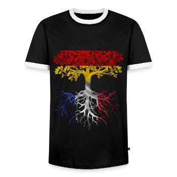 Allemand avec des racines françaises - T-shirt contrasté Homme - noir/blanc - Devant - AI Model Female 172 light (172cm) & AI Model Male 178 light (178cm)