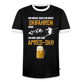 Ski Apres ski - Männer Kontrast-T-Shirt - Schwarz/Weiß - Vorne - AI Model Female 172 light (172cm) & AI Model Male 178 light (178cm)