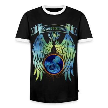Zodiac Verseau - T-shirt contrasté Homme - noir/blanc - Devant - AI Model Female 172 light (172cm) & AI Model Male 178 light (178cm)
