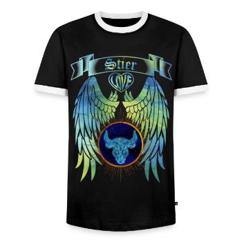 Sternzeichen Stier - Männer Kontrast-T-Shirt - Schwarz/Weiß - Vorne - AI Model Female 172 light (172cm) & AI Model Male 178 light (178cm)