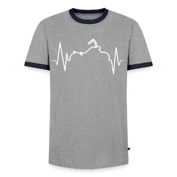 heart rate chopper - Men's Ringer Shirt - grey/navy  - Front - AI Model Female 172 light (172cm) & AI Model Male 178 light (178cm)
