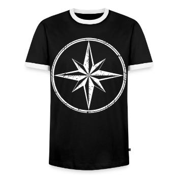 Boussole de l’étoile nautique - T-shirt contrasté Homme - noir/blanc - Devant - AI Model Female 172 light (172cm) & AI Model Male 178 light (178cm)