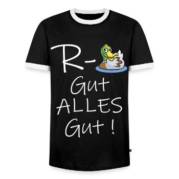 Rente Ente Gut alles gut endlich Rentner Rentnerin - Männer Kontrast-T-Shirt - Schwarz/Weiß - Vorne - AI Model Female 172 light (172cm) & AI Model Male 178 light (178cm)