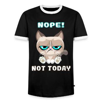 Grumpy Cat, Dackelkatze, Nope, Not Today - Männer Kontrast-T-Shirt - Schwarz/Weiß - Vorne - AI Model Female 172 light (172cm) & AI Model Male 178 light (178cm)