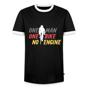 Cyclisme - un homme un vélo sans moteur - T-shirt contrasté Homme - noir/blanc - Devant - AI Model Female 172 light (172cm) & AI Model Male 178 light (178cm)