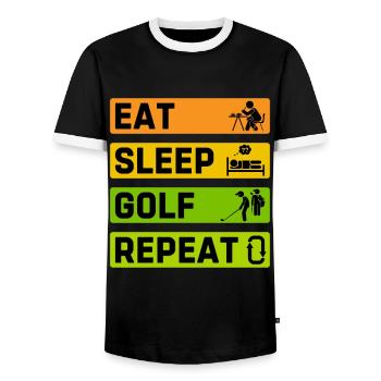 Golf sport balle de golf impact fer cadeau - T-shirt contrasté Homme - noir/blanc - Devant - AI Model Female 172 light (172cm) & AI Model Male 178 light (178cm)