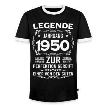 71. Geburtstag geschenk - Männer Kontrast-T-Shirt - Schwarz/Weiß - Vorne - AI Model Female 172 light (172cm) & AI Model Male 178 light (178cm)