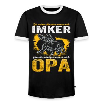 Imker Opa Großvater Bienen Flüsterer Geschenk - Männer Kontrast-T-Shirt - Schwarz/Weiß - Vorne - AI Model Female 172 light (172cm) & AI Model Male 178 light (178cm)