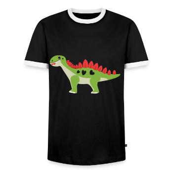 Dino pour les enfants - T-shirt contrasté Homme - noir/blanc - Devant - AI Model Female 172 light (172cm) & AI Model Male 178 light (178cm)