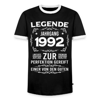 Legende 1992 Geburtstag Geschenkidee - Männer Kontrast-T-Shirt - Schwarz/Weiß - Vorne - AI Model Female 172 light (172cm) & AI Model Male 178 light (178cm)
