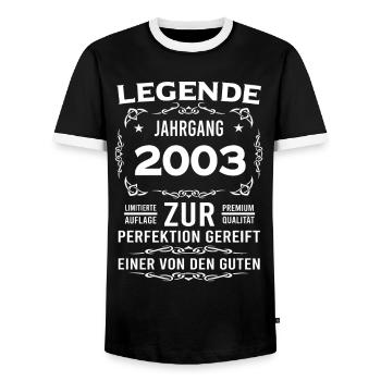 Legende, Jahrgang 2003, zur Perfektion gereift - Männer Kontrast-T-Shirt - Schwarz/Weiß - Vorne - AI Model Female 172 light (172cm) & AI Model Male 178 light (178cm)