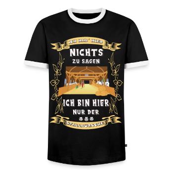 Stallbursche Reiten Pferd Stall witziger Spruch - Männer Kontrast-T-Shirt - Schwarz/Weiß - Vorne - AI Model Female 172 light (172cm) & AI Model Male 178 light (178cm)