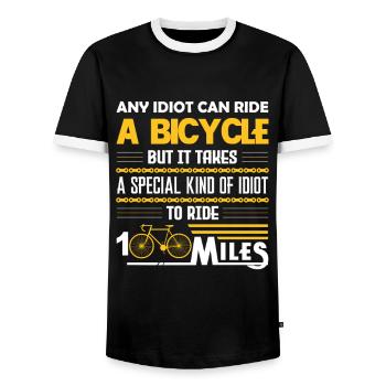 Bike Bike ANY IDIOT CAN RIDE A BICYCLE GIFT - Men's Ringer Shirt - black/white - Front - AI Model Female 172 light (172cm) & AI Model Male 178 light (178cm)
