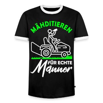 Mähditieren für echte Männer Meditieren Gärtner - Männer Kontrast-T-Shirt - Schwarz/Weiß - Vorne - AI Model Female 172 light (172cm) & AI Model Male 178 light (178cm)