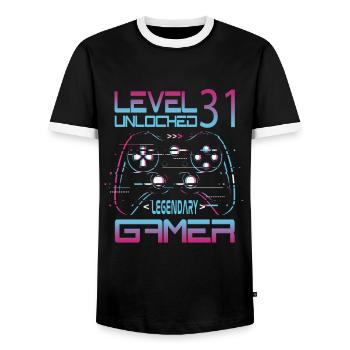 31st Birthday Level 31 Complete Retro Gamer - Men's Ringer Shirt - black/white - Front - AI Model Female 172 light (172cm) & AI Model Male 178 light (178cm)