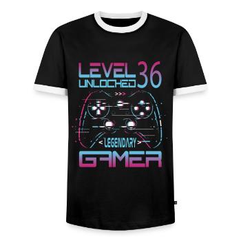 36th Birthday Level 36 Complete Retro Gamer - Men's Ringer Shirt - black/white - Front - AI Model Female 172 light (172cm) & AI Model Male 178 light (178cm)