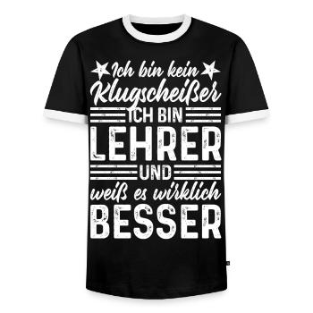 Lehrer lustige Sprüche - Ich bin kein Klugscheißer - Männer Kontrast-T-Shirt - Schwarz/Weiß - Vorne - AI Model Female 172 light (172cm) & AI Model Male 178 light (178cm)