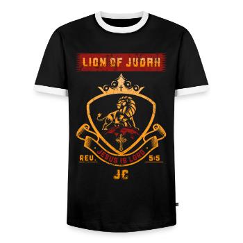 Jesus Christus Ist der Herr Der Löwe von Juda - Männer Kontrast-T-Shirt - Schwarz/Weiß - Vorne - AI Model Female 172 light (172cm) & AI Model Male 178 light (178cm)