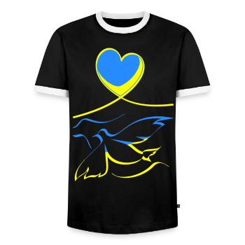Ukraine - T-shirt contrasté Homme - noir/blanc - Devant - AI Model Female 172 light (172cm) & AI Model Male 178 light (178cm)
