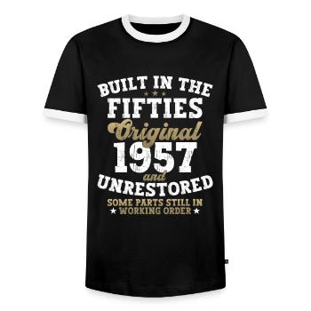 Built in the fifties 1957 65th birthday men - Men's Ringer Shirt - black/white - Front - AI Model Female 172 light (172cm) & AI Model Male 178 light (178cm)