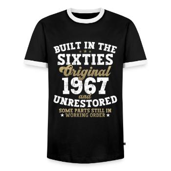 Built in the sixties 1967 55th birthday men - Men's Ringer Shirt - black/white - Front - AI Model Female 172 light (172cm) & AI Model Male 178 light (178cm)