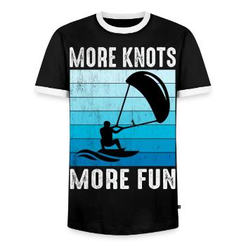 Kitesurfing Kitesurf Kiteboarding Kiteboarder - Men's Ringer Shirt - black/white - Front - AI Model Female 172 light (172cm) & AI Model Male 178 light (178cm)
