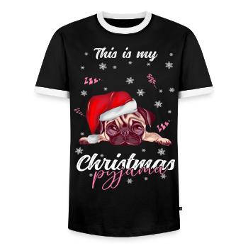 lustig Mops Weihnachten Weihnachtsschlafanzug - Männer Kontrast-T-Shirt - Schwarz/Weiß - Vorne - AI Model Female 172 light (172cm) & AI Model Male 178 light (178cm)