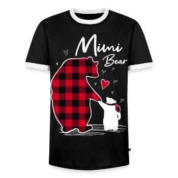 Mimi Bear - Men's Ringer Shirt - black/white - Front - AI Model Female 172 light (172cm) & AI Model Male 178 light (178cm)