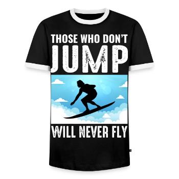 Skysurfing Skydiving Extreme Sport Skydiver Funny - Men's Ringer Shirt - black/white - Front - AI Model Female 172 light (172cm) & AI Model Male 178 light (178cm)