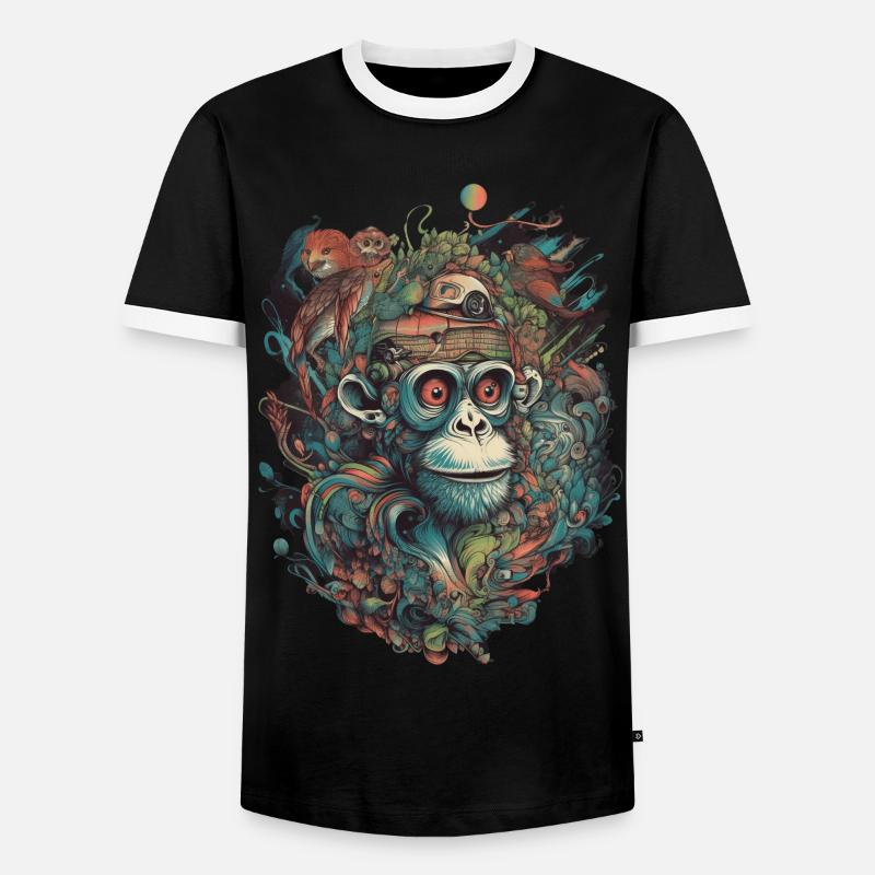 Trippy Affe - Männer Kontrast-T-Shirt - Schwarz/Weiß