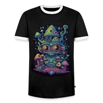 Trippy Alien - T-shirt contrasté Homme - noir/blanc - Devant - AI Model Female 172 light (172cm) & AI Model Male 178 light (178cm)