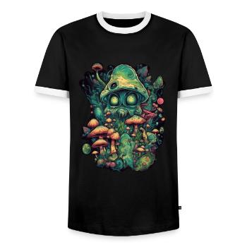 Trippy Alien - T-shirt contrasté Homme - noir/blanc - Devant - AI Model Female 172 light (172cm) & AI Model Male 178 light (178cm)
