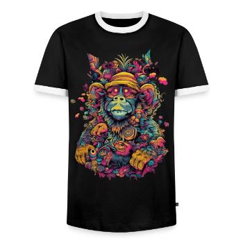 Trippy Monkey - Men's Ringer Shirt - black/white - Front - AI Model Female 172 light (172cm) & AI Model Male 178 light (178cm)