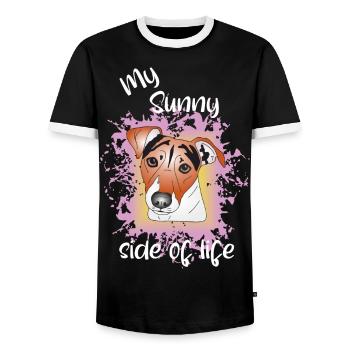 Jack Russell Terrier - Männer Kontrast-T-Shirt - Schwarz/Weiß - Vorne - AI Model Female 172 light (172cm) & AI Model Male 178 light (178cm)