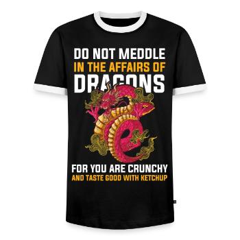 T-shirt Dragon Conte de fées Dragon Kanji japonais - T-shirt contrasté Homme - noir/blanc - Devant - AI Model Female 172 light (172cm) & AI Model Male 178 light (178cm)