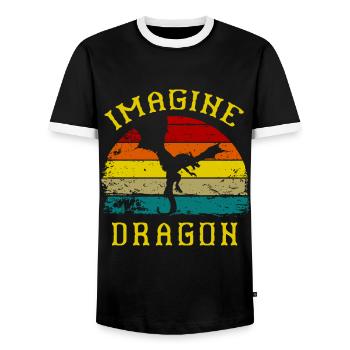 T-shirt Dragon Conte de fées Dragon Kanji japonais - T-shirt contrasté Homme - noir/blanc - Devant - AI Model Female 172 light (172cm) & AI Model Male 178 light (178cm)