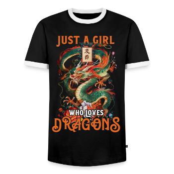 T-shirt Dragon Conte de fées Dragon Kanji japonais - T-shirt contrasté Homme - noir/blanc - Devant - AI Model Female 172 light (172cm) & AI Model Male 178 light (178cm)