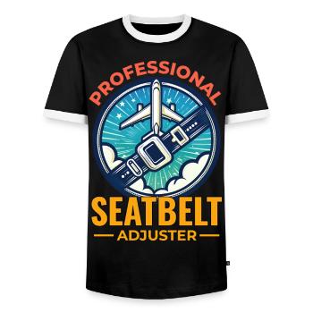 Flight Attendant Aviation Cabin Crew Air Hostess - Men's Ringer Shirt - black/white - Front - AI Model Female 172 light (172cm) & AI Model Male 178 light (178cm)