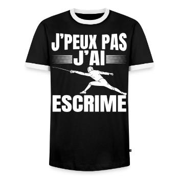 Je Peux Pas J'Ai Escrime - T-shirt contrasté Homme - noir/blanc - Devant - AI Model Female 172 light (172cm) & AI Model Male 178 light (178cm)