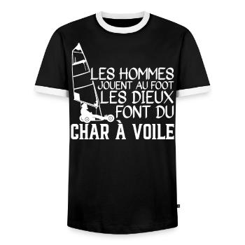 Les Dieux Font Du Char à Voile - T-shirt contrasté Homme - noir/blanc - Devant - AI Model Female 172 light (172cm) & AI Model Male 178 light (178cm)