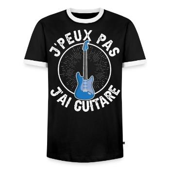 Je Peux Pas J'Ai Guitare - T-shirt contrasté Homme - noir/blanc - Devant - AI Model Female 172 light (172cm) & AI Model Male 178 light (178cm)
