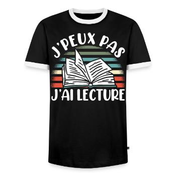 Je Peux Pas J'Ai Lecture - T-shirt contrasté Homme - noir/blanc - Devant - AI Model Female 172 light (172cm) & AI Model Male 178 light (178cm)