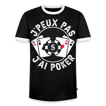 Je Peux Pas J'Ai Poker - T-shirt contrasté Homme - noir/blanc - Devant - AI Model Female 172 light (172cm) & AI Model Male 178 light (178cm)