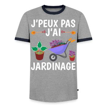 Je Peux Pas J'Ai Jardinage - T-shirt contrasté Homme - gris/marine  - Devant - AI Model Female 172 light (172cm) & AI Model Male 178 light (178cm)