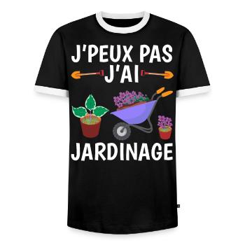 Je Peux Pas J'Ai Jardinage - T-shirt contrasté Homme - noir/blanc - Devant - AI Model Female 172 light (172cm) & AI Model Male 178 light (178cm)