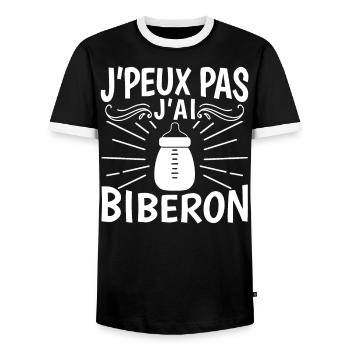 Je Peux Pas J'Ai Biberon - T-shirt contrasté Homme - noir/blanc - Devant - AI Model Female 172 light (172cm) & AI Model Male 178 light (178cm)