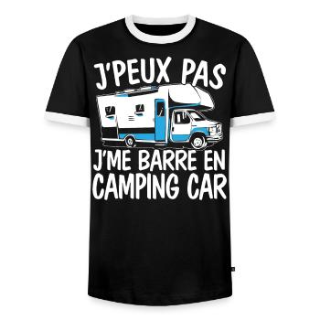Je Peux Pas J'Me Barre En Camping Car - T-shirt contrasté Homme - noir/blanc - Devant - AI Model Female 172 light (172cm) & AI Model Male 178 light (178cm)