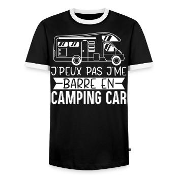 Je Peux Pas J'Me Barre En Camping Car - T-shirt contrasté Homme - noir/blanc - Devant - AI Model Female 172 light (172cm) & AI Model Male 178 light (178cm)
